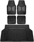 FH Group Monster Eye Full Set Rubber Floor Mats w. Trimmable Vinyl Trunk Liner/Cargo Mat Black- Fit Most Car, Truck, SUV, or Van (Black) F11313- F16403 by FHGroup