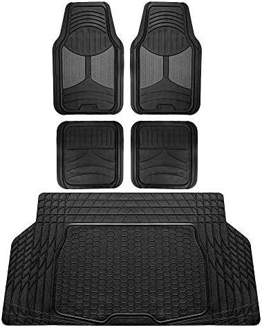 FH Group Monster Eye Full Set Rubber Floor Mats w. Trimmable Vinyl Trunk Liner/Cargo Mat Black- Fit Most Car, Truck, SUV, or Van (Black) F11313- F16403 by FHGroup