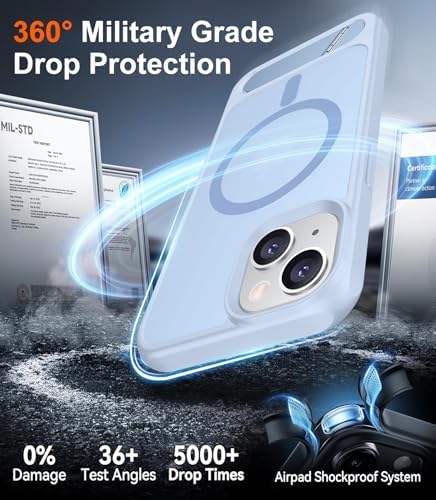 Temdan Magnetic Compatible with iPhone 14 Case/iPhone 13 Case,[Built-in Invisible Kickstand][Compatible with MagSafe][Military Grade Shockproof] Slim Translucent Matte Phone Case for iPhone 14/13 6.1" - Image 4