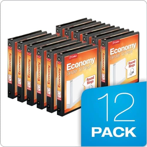 Cardinal Economy 3-Ring Binders, 1", Round Rings, Holds 225 Sheets, Clearvue Presentation View, Non-Stick, Black, Carton of 12 - Image 6
