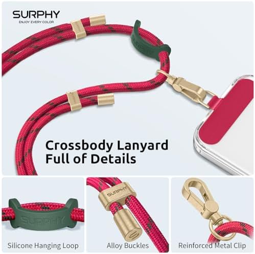 SURPHY Phone Lanyard Crossbody, Phone Strap Crossbody with 2 Tether Tabs - Image 2