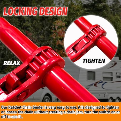Ratchet Chain Binders 5/16'' - 3/8‘’, 2 Pack Load Binders with G70 Grab Hooks, Tie Downs for 5/16 Inch Transport Chain, 5400 Pounds Working Load Limit- Heavy Duty Ratchet Binders for Towing - Image 4