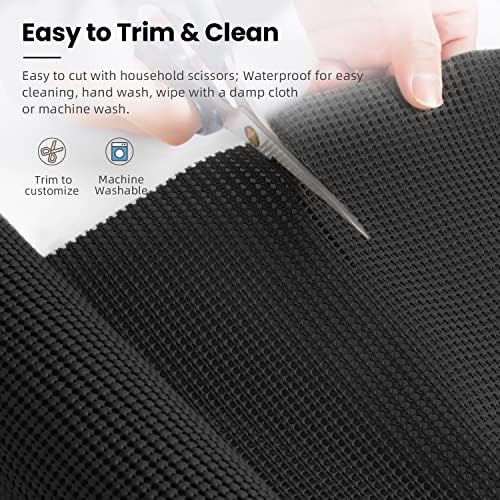 BAGAIL Non-Adhesive Shelf Liner, Thick Strong Grip Drawer Liners for Kitchen Cabinets, Heavy-Duty Easy Cut Cabinet Liners for Shelves, Pantry, Bathroom Cupboards - 12" x 20FT, Black - Image 4