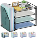 Marbrasse 4-Tier Paper Tray Organizer with File Holder, Black by Marbrasse