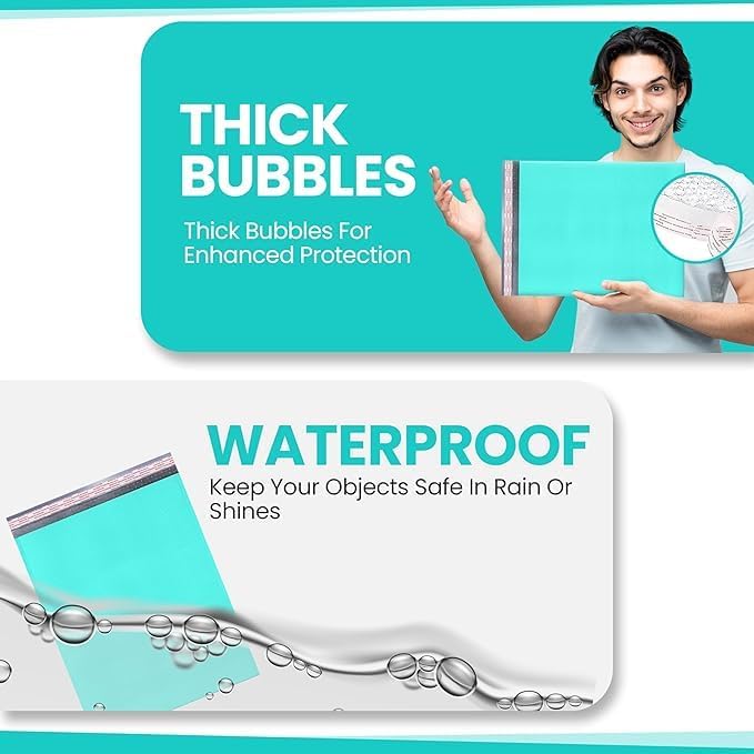 Teal 14.25x20 Inch Poly Bubble Mailers #7 | Self Seal Large Padded Envelopes | - Image 3