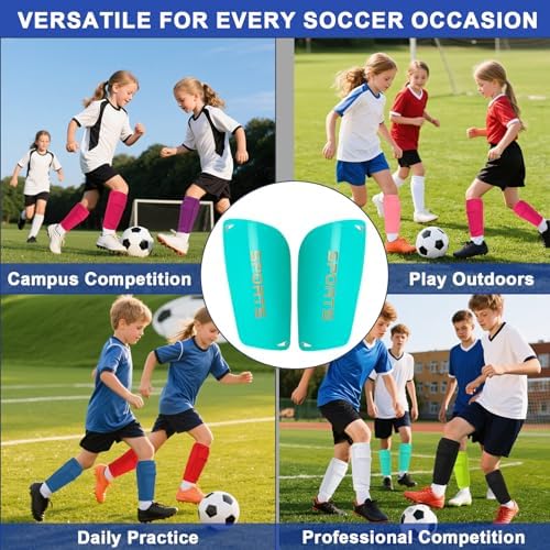 Kids Soccer Shin Guards 2 Pairs Slip-in Youth Shin Pads for Boys Girls, Lightweight PP+EVA Soccer Protective Gear Fits with Shin Guard Sleeves(not Included), Toddler to Teen Sizes Multiple Colors - Image 7