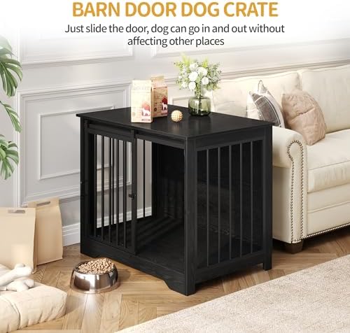 Hzuaneri 31.9" M Dog Crate Furniture Indoor Dog Kennel with Barn Door - Image 6