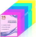 Sooez 25 Pack Clear Document Folder Project Pockets, Clear Plastic Folders Letter Size Plastic Document Folders Paper Poly Jacket Sleeves Folders Copy, 5 Assorted Colors by Sooez