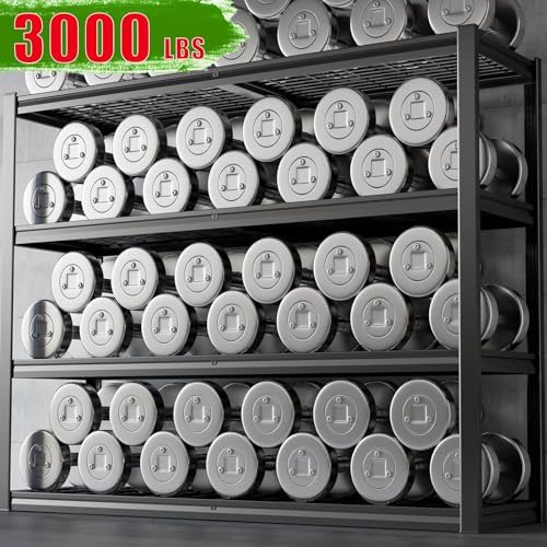 68" Wide Garage Shelving Unit, 68" W x 18" D x 68" H, 4 Tier Heavy Duty Garage Storage Shelves, Industrial Adjustable Shelves for Basement Warehouse, Commercial Shelving - Image 4