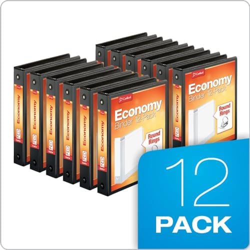Cardinal Economy 3-Ring Binders, 1.5", Round Rings, Holds 350 Sheets, ClearVue Presentation View, Non-Stick, Black, Carton of 12 (90630) - Image 6