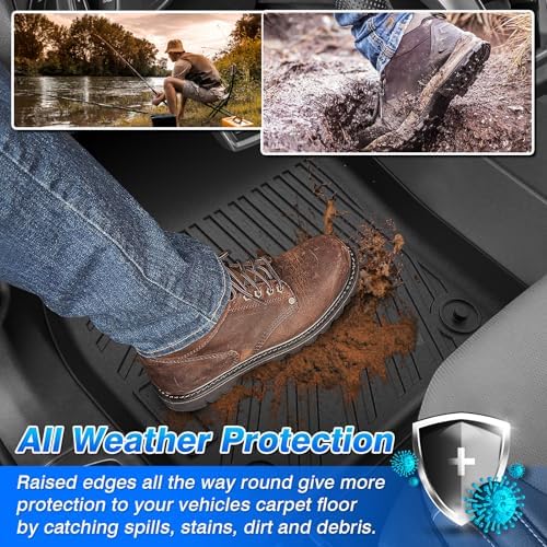 Floor Mats for 2019-2026 Chevy Silverado/GMC Sierra 1500, 2020-2026 2500 HD/3500 HD Crew Cab (Fit w/Under-Seat Storage), All Weather Floor Liners for Silverado Accessories, Heavy Duty TPE Car Mats - Image 4