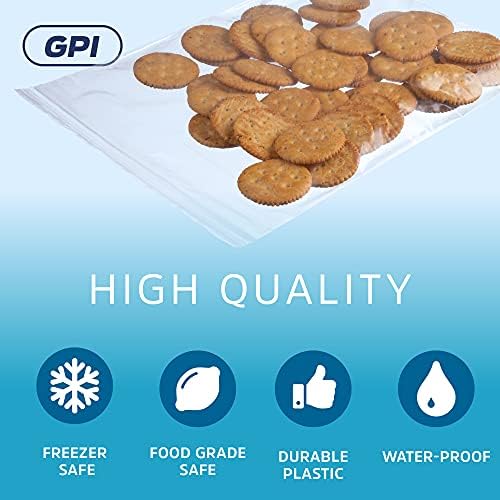 GPI 8" x 10" Zip Bags, 1/2 Gallon, 1000 Pack, 2 Mil, Reclosable, for Travel - Image 4