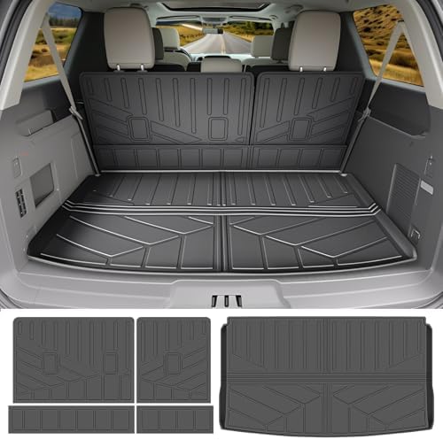 Cargo Liners for 2018-2024 Ford Expedition Max/Lincoln Navigator L Trunk Mat with Seat Back Cover Accessories, All Weather Rear Cargo Mat Backrest Protector(Only for Max & L Models) by Qyebbk