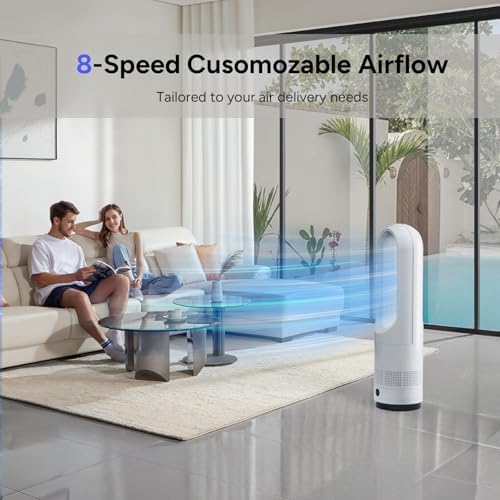 Bladeless Fan,22Inch Cooling Tower Fan 80° Oscillating with Remote, 9H Timer, 8 Speeds, Portable Quiet Cooling Fan for Indoor, Bedroom, Home Office Room - Image 5
