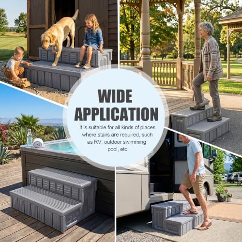 Hot Tub Steps, Outdoor Spa Steps with Storage, Non-Slip & Sturdy Hot Tub Stairs, 36 Inches Long (Light Gray) - Image 7