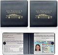 Ziciner Car Registration Insurance Holder, 2Pack Essential Auto Card Document Glove Box Organizer with Touch Fastener, Vehicle Interior Accessories Perfect for Most Car, Truck, SUV (Black/Gold Words) by Ziciner