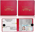 Ziciner Car Registration Insurance Holder, 2Pack Essential Auto PVC Card Document Glove Box Organizer with Velcro Closure, Universal Car Accessories for Men & Women (S-Gold/Red) by Ziciner