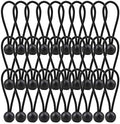 AOPRIE 30 Pack Bungee Balls, Black Ball Bungee Heavy Duty Heavyweight 4 inches Tarp Bungee Cords, Weather Resistant Tie Down Strap 4mm Thickness - for Camping, Tents, Cargo, Holding Wire and Hoses by AOPRIE