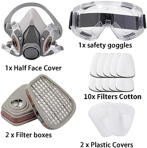 Reusable Half Face Respirаtor, Gas Cover Organic Vapor Mask and Dust-proof Face Cover, Protection for Painting, Mechanical Polishing, Logging, Welding and Other Work - Image 2