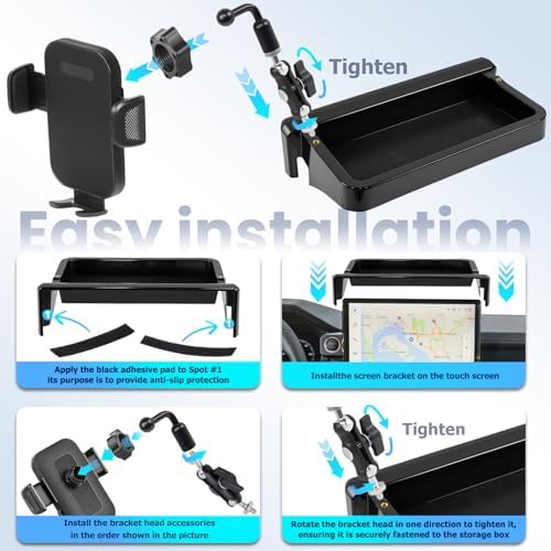 Car Phone Holder Fit for Toyota Tacoma 2024 2025 2026 W/Dash Tray Storge Box Organizer, Cell Phone Mount for Tacoma Accessories 14 inch Touch Screen 360 Degree Rotation (Not Fit 8 inch) - Image 4