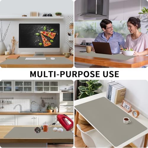 Bloss Grey Desk Mat, Leather Desk Pad, Desk Matt for Desktop, Waterproof Desk Pad Mat, Computer Mat for Office Work/Home/Decor/Desk Protector/Cover(31.5 x 15.7 Inches) - Image 6