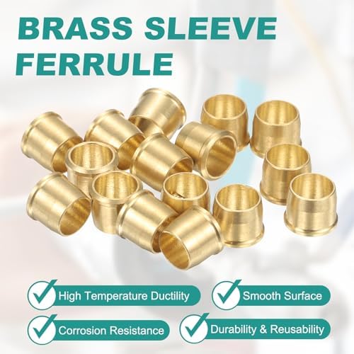 PATIKIL 6.35 mm OD Tube Compression Sleeves Ferrules, 16 Pack Brass Ferrule Compression Fittings for Water Oil Air Pipes - Image 3