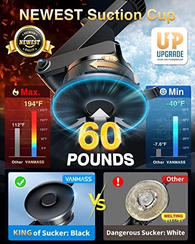 VANMASS [True Military-Grade] Car Phone Holder [Best Suction & Clip] Cell Phone Mount for Dashboard Windshield Vent Truck Cradle Dash Stand for iPhone 15 Pro Max 14 13 12 Android, Blue - Image 4