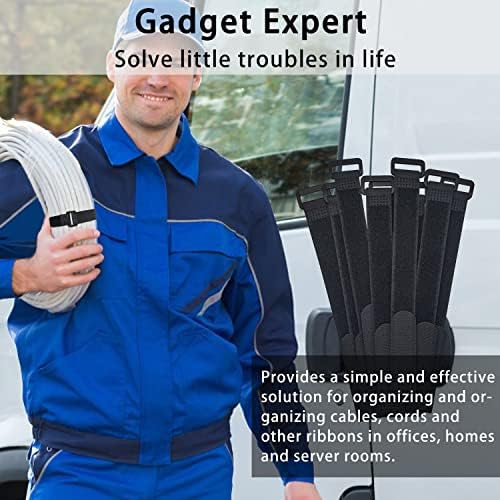 40pcs Reusable Cable Ties - 4 Sizes (6/8/10/12 Inch) - Hook and Loop Cinch Straps for Wire Management - Heavy Duty Cord Organizer & Wire Ties for Electronics, PC, Home & Office - Image 4