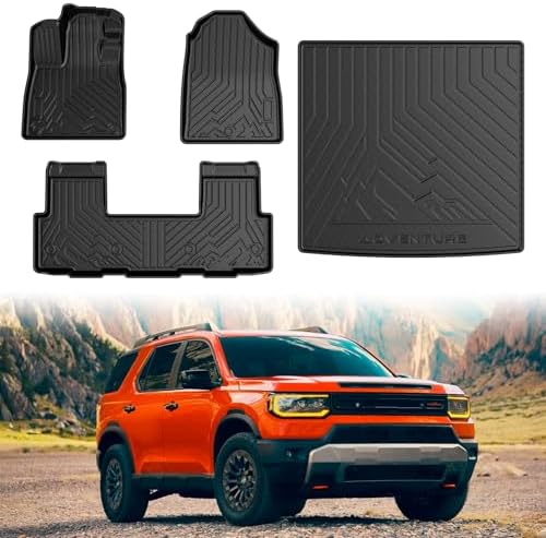 Mixsuper Passport Floor mats-Floor Mat & Cargo Liner for Honda Passport 2026,All Weather TPE Rubber Floor Liners Protection for Passport Accessories,Full Set Anti-Slip Car Mats,Black by Mixsuper