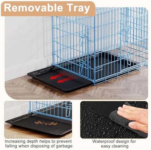 FDW | 36" Foldable Metal Dog Crate | Blue | Cage for Medium Dogs - Image 4