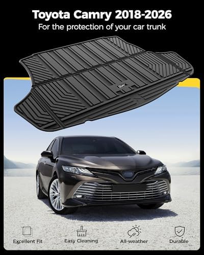 3W Trunk Mat for Toyota Camry 2018-2026 & Toyota Avalon 2019-2022, TPE All-Weather Trunk Liner, Hybrid/L/LE/SE/TRD/XLE/XSE Models, Black - Image 2
