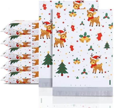 POLYSELLS 100 Pcs 6x9 Cute Poly Mailers Waterproof Self-Sealing Holiday Shipping Bags for Clothing & Gifts by POLYSELLS