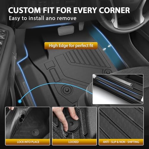 Powerty Floor Mats for 2021-2025 2026 Chevy Chevrolet Suburban/GMC Yukon XL 7 Seats, All Weather 3D TPE Trunk Cargo Liner Seat Back Covers with Door Sill Guards Protectors Full Set Car Accessories - Image 3