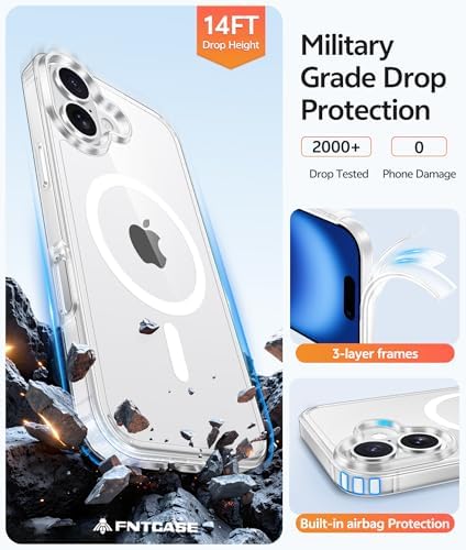 FNTCASE for iPhone 16 Plus Case Clear, Fit for Magsafe, Screen Protector - Image 5