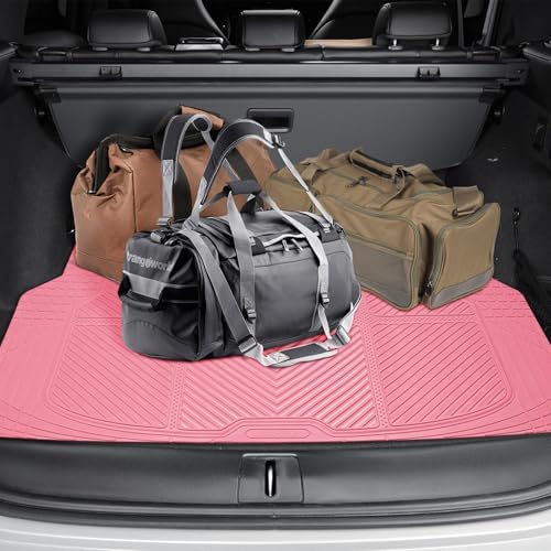 CAR PASS Heavy Duty Rubber Floor Mats Pink Car Mats Full Set with Trunk Cargo Liner - Universal Waterproof Floor Mats for Car SUV Truck, Durable All Weather Liner Mats Automotive Women (All Pink) - Image 5