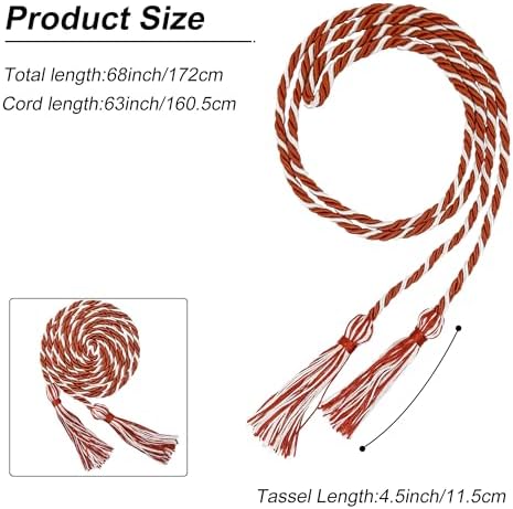 GraduationMall Graduation Honor Cords 68" (Dark Orange White) - Image 4