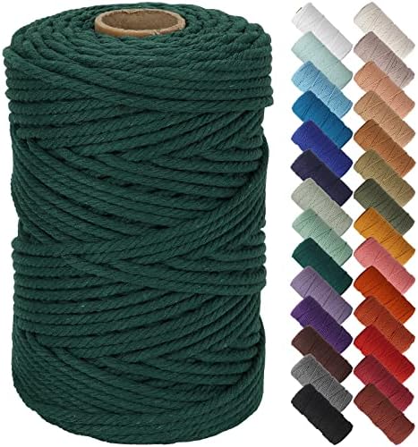 NOANTA Dark Green Macrame Cord 5mm x 109yards, Cotton Rope Macrame Yarn by NOANTA