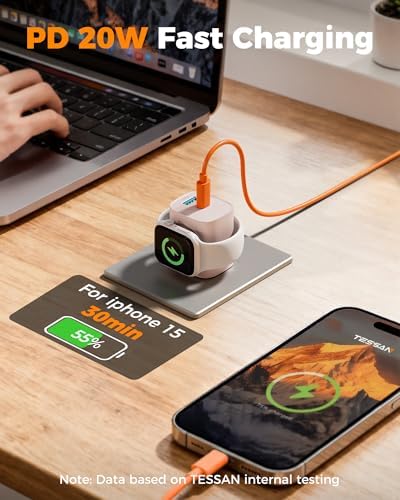 TESSAN Charging Blocks for Apple Watch Charger, USB C Charger Block 3-in-1 - Image 5