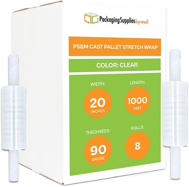 PSBM Stretch Wrap with Extended Core Handles, 8 Pack, 20 Inch x 1000 Feet - Image 2