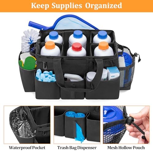 LoDrid Hot Tub Chemical Storage Bag with Handle and Shoulder Strap, Black - Image 3