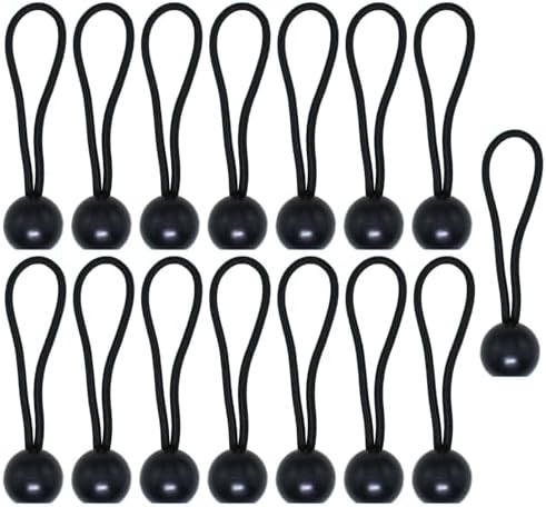 15PCS 4 Inch Black Heavy Duty Stretch Bungee Cord Ball Tarpaulin Tent Bungee Ball Tie Down Cord for Canopies Tarpaulins Sunshades Sleeping Bag by Unknown