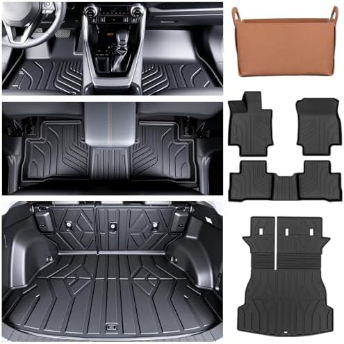 Floor Mats & Cargo Liner Set for 2019-2025 Toyota RAV4 Hybrid&Gas, All Weather TPE Custom Fit Floor & Trunk Protection Mats by Unknown
