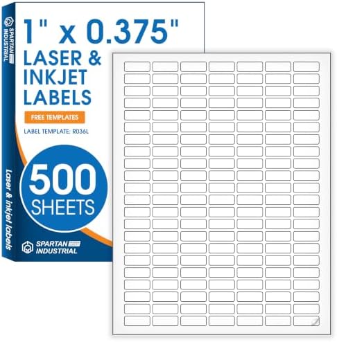 1" X 0.375" Matte White Printable Barcode Labels by SpartanIndustrial