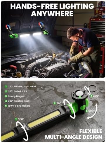 Rechargeable LED Work Light, COB Magnetic Work Lamp for Garage & Camping - Image 6