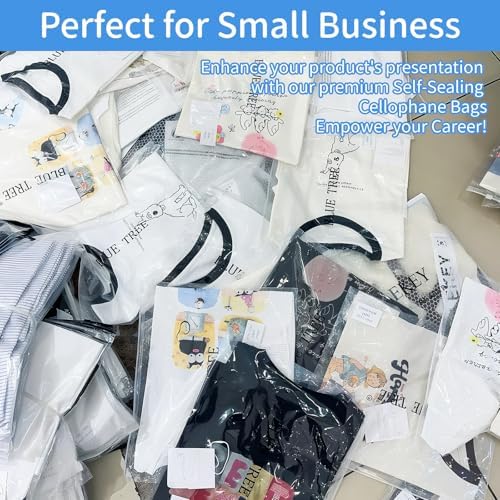 Clear Self‑Sealing Cellophane Bags 12x16 Inches, 60Pack Clear Plastic Poly Shipping Bags with Reinforced Edge for Small Business Packaging Clothing, Shirts, Decorative Wrappers & Artwork - Image 7