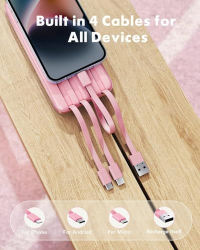 charmast Portable Charger with Built-in Cables X 4, Portable Phone Charger - Image 2