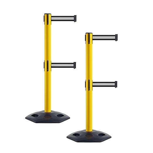 Crowd Control Warehouse CCW Set of 2 Retractable Dual Belt Stanchion Safety by Crowd+Control+Warehouse