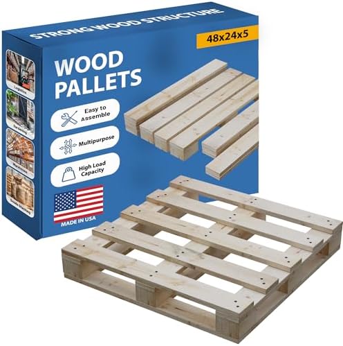 Greaton, 48x24x5 Wooden Pallet Kit, Heavy-Duty Industrial Grade Pinewood, Unassembled Flat-Pack, Stackable & Reusable, Lightweight Floor Pallet, Warehouse, Supermarket & Indoor Storage, 1-Pack by Greaton