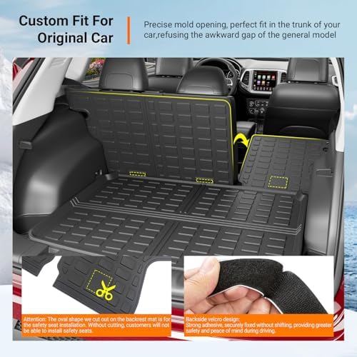 powoq Cargo Mat & Backrest Mats Compatible with 2017-2025 Jeep Compass - Image 2