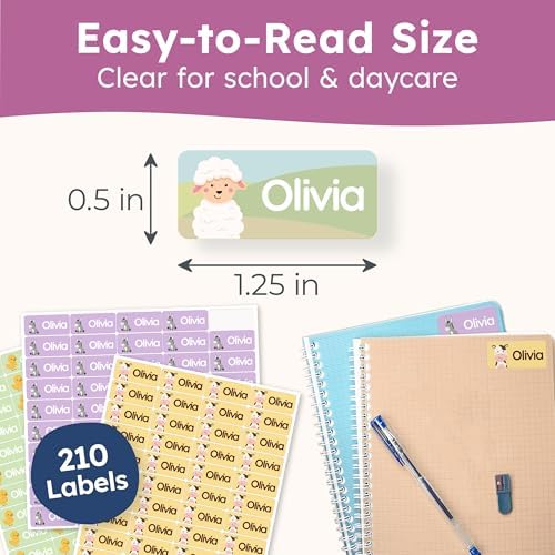 Personalized Name Labels for Kids (210 Labels) - Durable & Waterproof Custom Name Stickers for Clothing Tags, School Supplies, Camp & Daycare - Cozy Farm (1.2”x0.5”) - Image 6